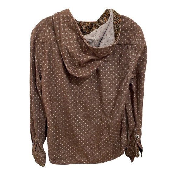 INTREX Be Who you are hooded flannel. Brown w/Polka Dots Size Large - Picture 2 of 7